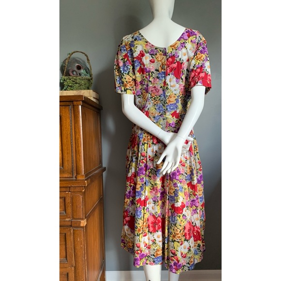 vintage 90s Bramble Lane : floral cotton dress - Picture 8 of 14